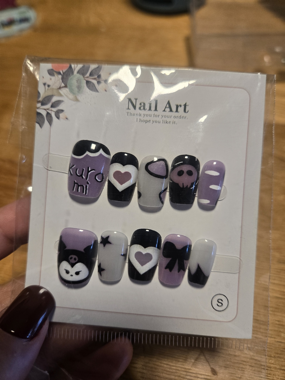Purple & Black Cute Character Press-On Nail Set